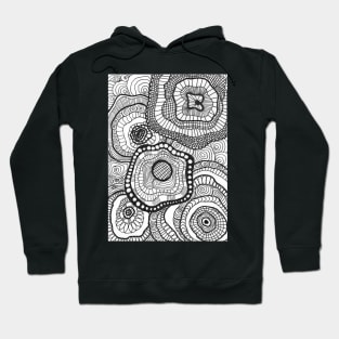 Doodle Flowers black and white Hoodie